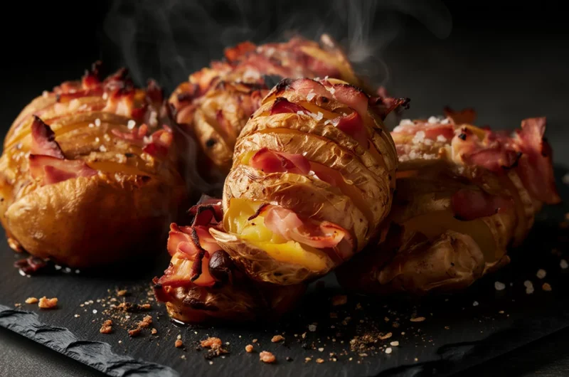Crispy Hasselback Potatoes with Bacon