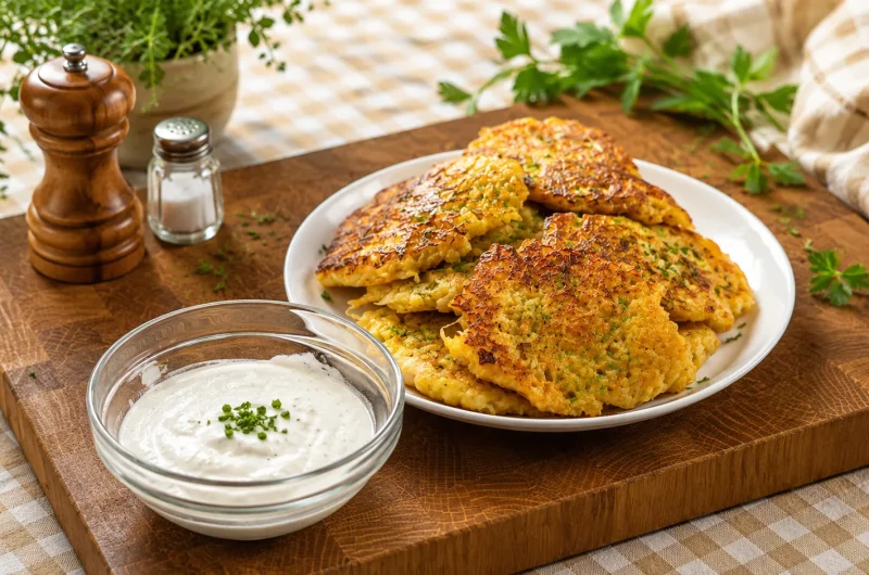 Crispy Potato Pancakes with Sour Cream