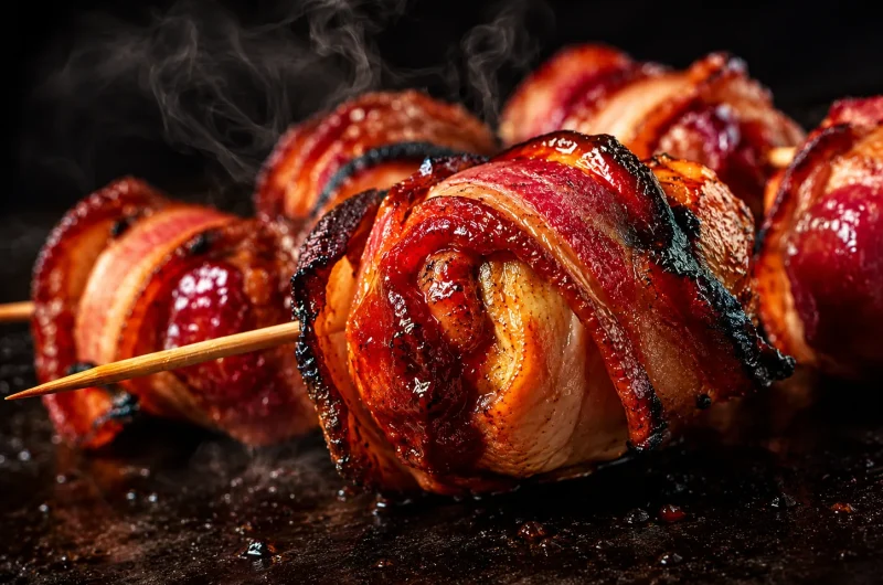 Oven-Baked Bacon-Wrapped Chicken Skewers